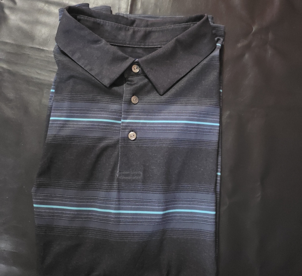 Hogan Black Polo with Blue Stripe Detail